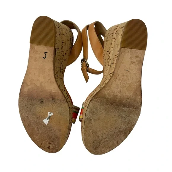 COACH Morgan Strappy Cork Wedges Heels Size 6.5 Floral Shoes - Picture 11 of 15